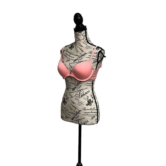 Victoria Secret Womens Underwire Bra Push Up Neon Orange Bra 32D - Picture 2 of 9